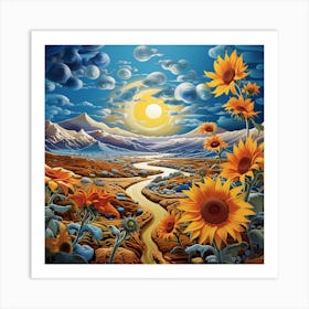 Sunflowers In The Sky 1 Art Print