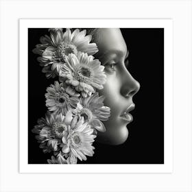 Portrait Of A Woman With Flowers 10 Art Print