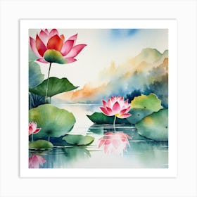 Lotus Flower Painting 7 Art Print