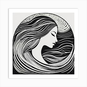 A Linocut inspired woman art, 139 Art Print