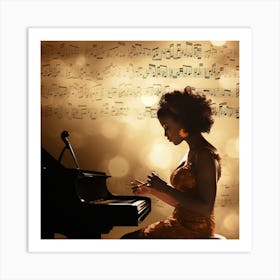 Woman Playing Piano Art Print