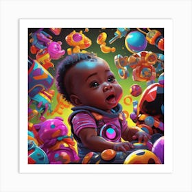 Baby With Toys Art Print