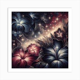 Flowers In The Night Sky 1 Art Print