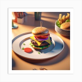 Hamburger On A Plate 101 Art Print