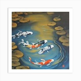 Koi Swimming Art Print