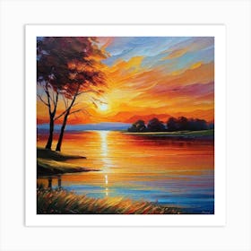 Sunset By The Lake 55 Art Print