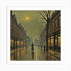 London Street At Night Art Print