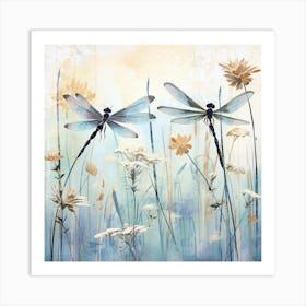 Dragonflies In The Meadow Art Print