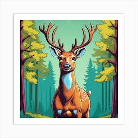 Deer In The Forest 7 Art Print