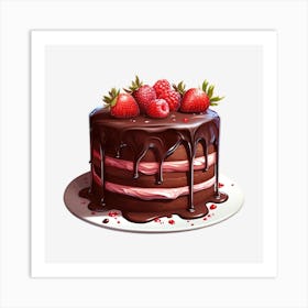 Chocolate Cake With Strawberries 12 Art Print