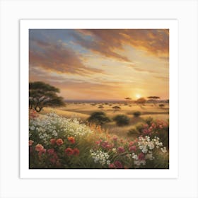 Sunset In The Savannah Art Print