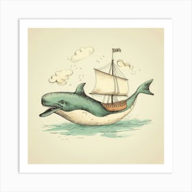 Whales Cartoon Art Print