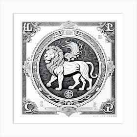 Lion Motif Crest Vintage Classic Poster Art Print