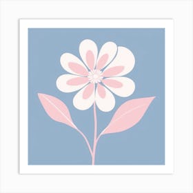 A White And Pink Flower In Minimalist Style Square Composition 650 Art Print