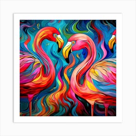 Colorful Flamingos Art Print