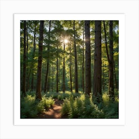 Sunrise In The Forest Art Print