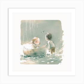 Little Girl In A Boat Art Print