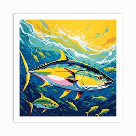 YELLOWFIN TUNA FEEDING FRENZY Art Print