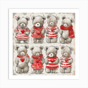 Valentine Teddy Bears 1 Art Print