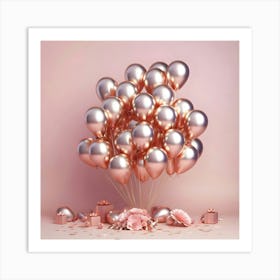 Rose Gold Balloons 1 Art Print