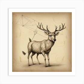 Deer With A Net 1 Art Print