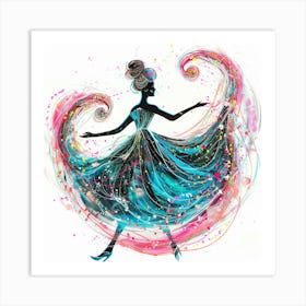 Dancer In Blue Dress Art Print