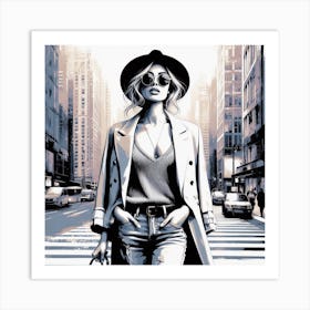 Woman In Hat And Coat Art Print