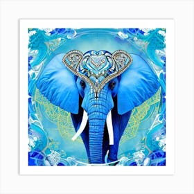 Blue Elephant 6 Art Print