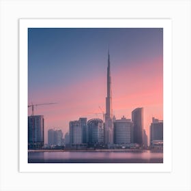 Dubai Skyline At Sunset Art Print
