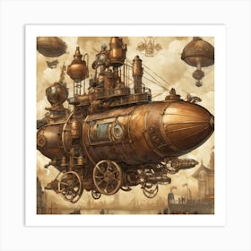 Steampunk Steamship Art Print