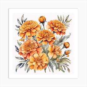 African Marigold flowers 2 Art Print