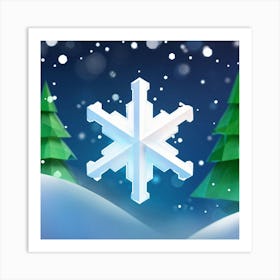 Close Up Of A Unique Snowflake Icon Hexagonal Crystals Interlocking On A Christmas Symbol Backdrop (1) Art Print