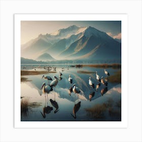 Birds By The Lake Art Print