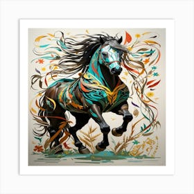 Horse With Flowers Art Print