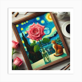 Starry Night Rose Art Print