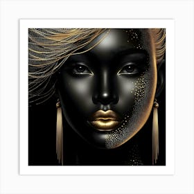 Black Woman With Gold Makeup 6 Art Print