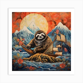 Sloth On A Boat Art Print