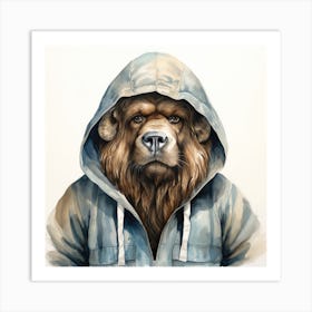 Watercolour Cartoon Muskox In A Hoodie 3 Art Print