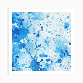 Blue Watercolor Splatters Art Print