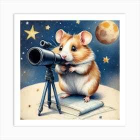 Hamster Looking At The Stars Art Print