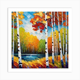 Birch Trees In Autumn 12 Art Print