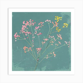 Babys Breath 2 Square Flower Illustration Art Print