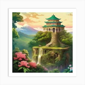 One Tree On The Top Of The Mountain Towering Over Art Print