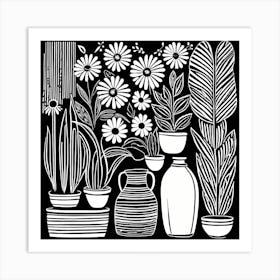 Lion cut inspired Black and white Garden plants & flowers art, Gardening art, Garden 206 Art Print