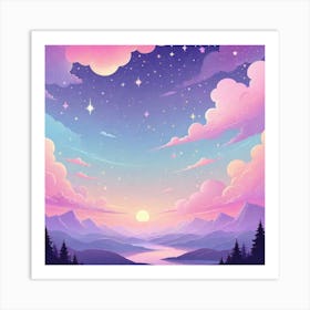 Sky With Twinkling Stars In Pastel Colors Square Composition 115 Art Print