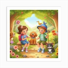 Children At The Park Art Print