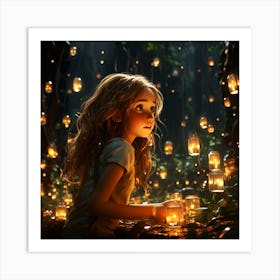 girl in a magical forest Art Print