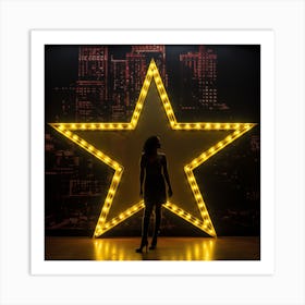 Woman In Front Of A Star Art Print