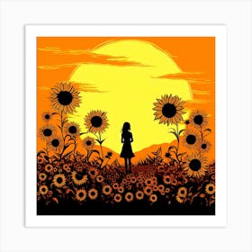 Sunflowers In The Field Art Print