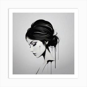 Girl With Dripping Hair Art Print